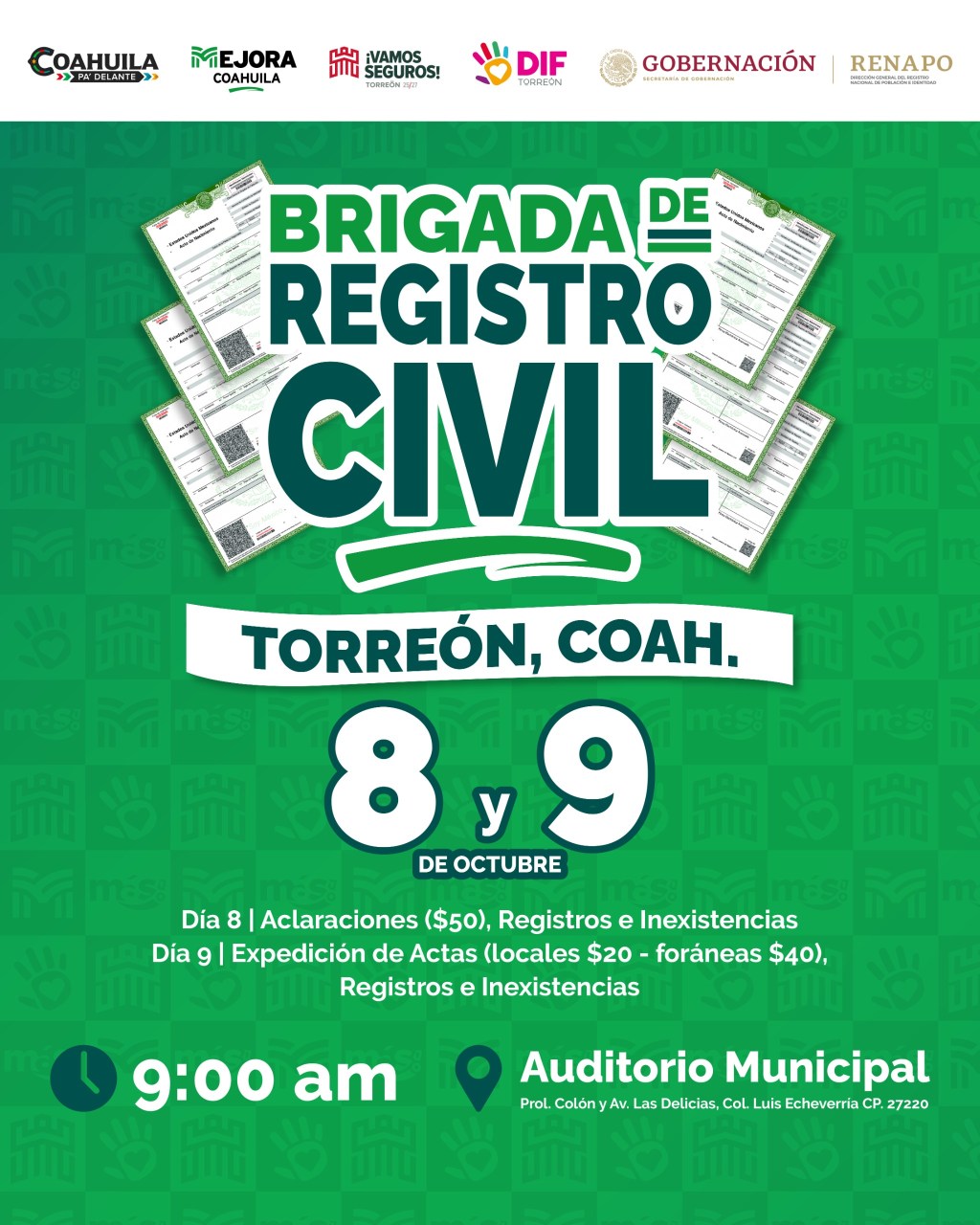 DIF TORREÓN INVITA A LA BRIGADA DE REGISTRO&nbsp;CIVIL