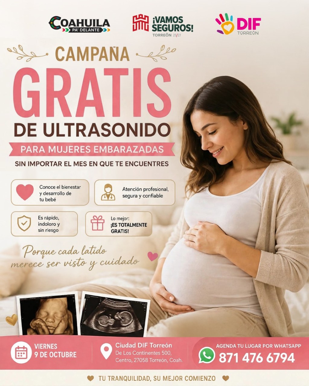 OFRECEN CAMPAÑA GRATUITA DE ULTRASONIDO PARA MUJERES EMBARAZADAS EN DIF TORREÓN