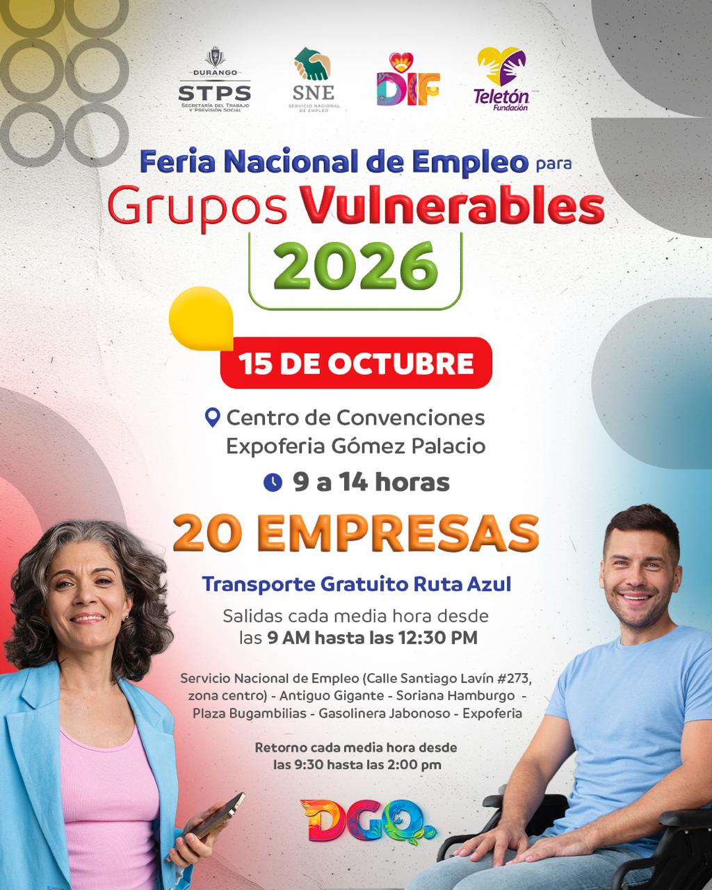 Todo listo para la Feria Nacional de Empleo para Grupos Vulnerables en Gómez&nbsp;Palacio