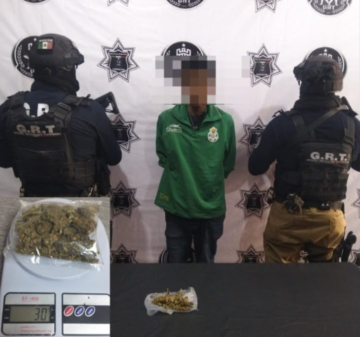 DETIENE GRUPO DE REACCIÓN TORREÓN A HOMBRE CON MARIHUANA EN LA COLONIA LA&nbsp;MERCED